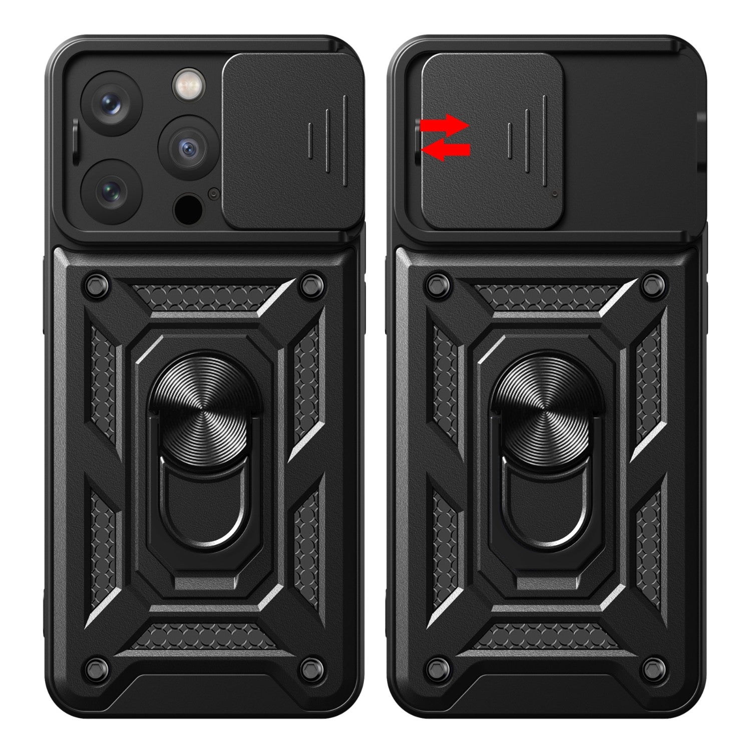 Coque Defender Slide noire avec cache caméra pour iPhone 17 6,3"