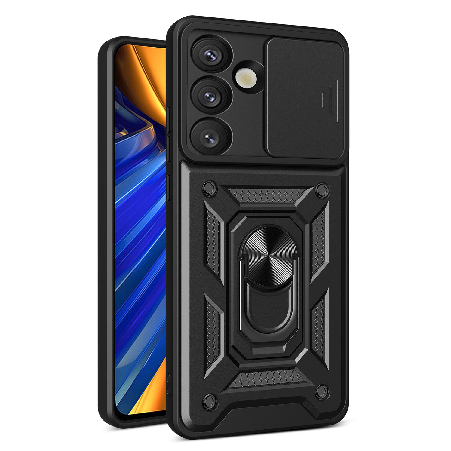Coque Defender Slide noire avec cache caméra pour Samsung Galaxy S25