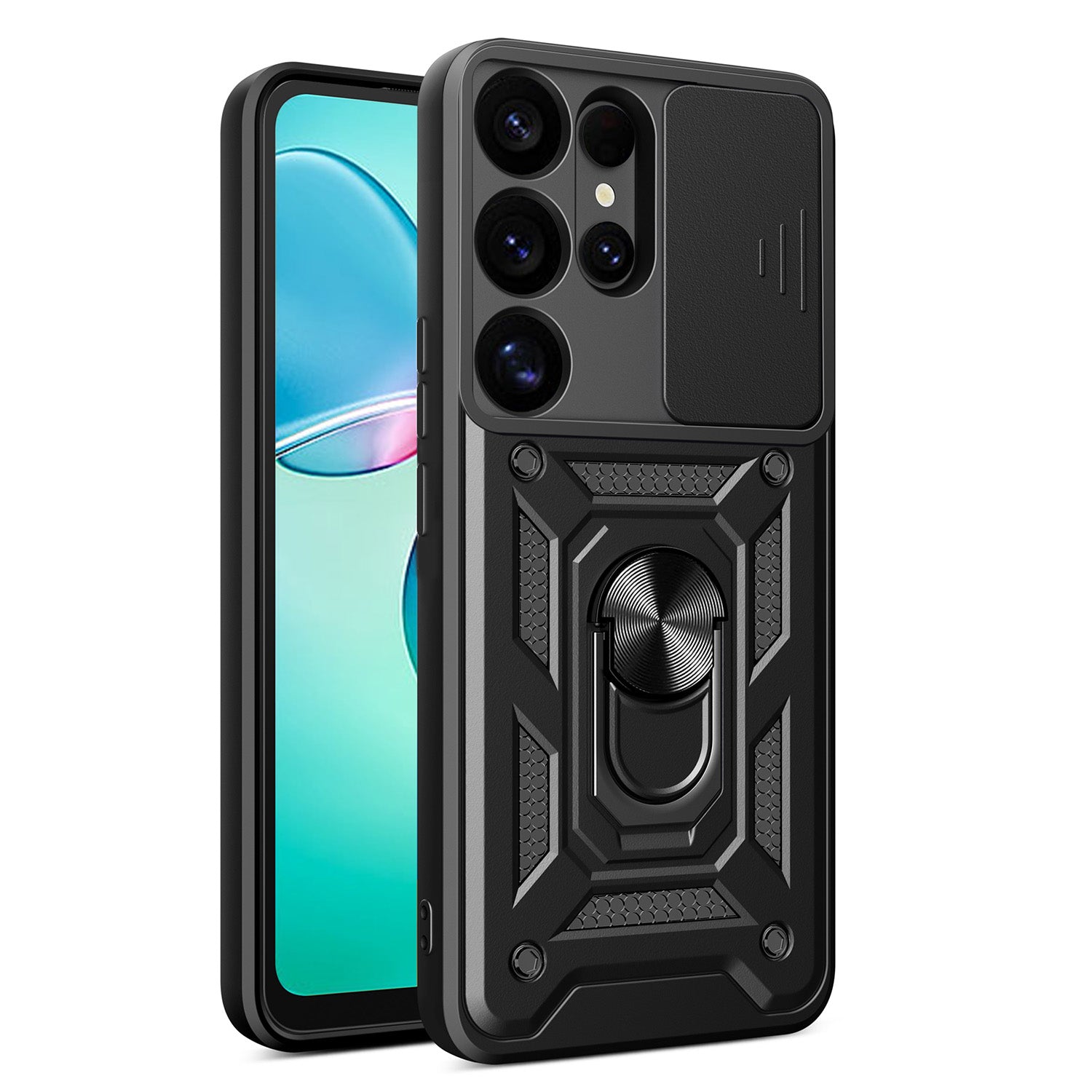 Coque Defender Slide noire avec cache caméra pour Samsung Galaxy S25 Ultra