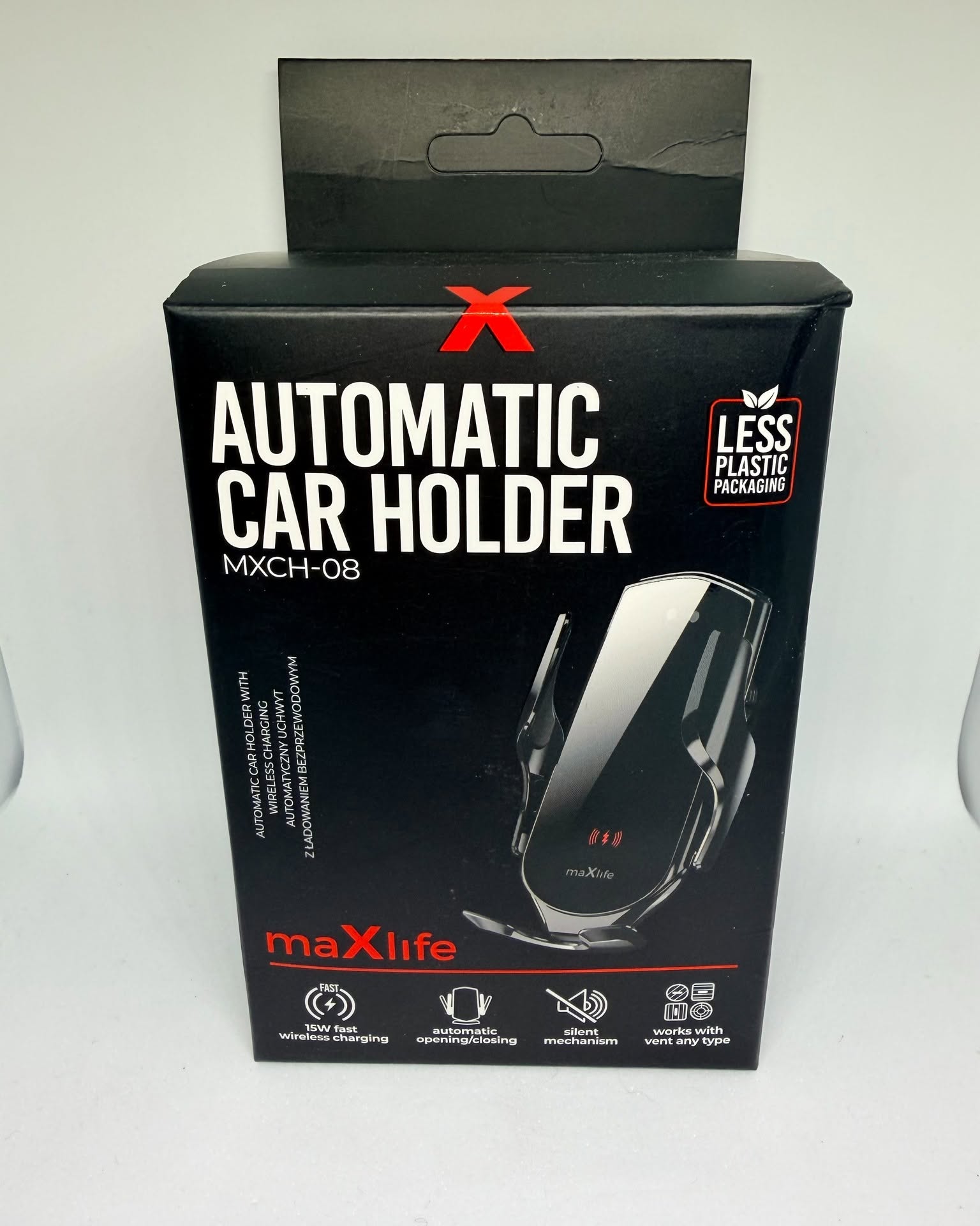 Support voiture automatique maXlife MXCH-08 avec charge sans fil 15 W